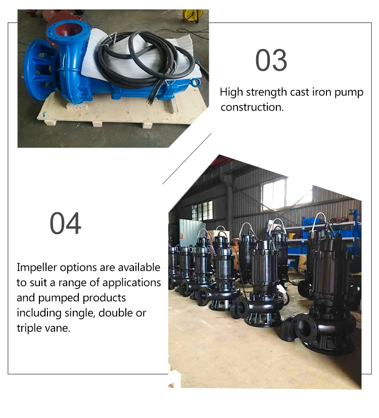WQ Non-clogging Submersible Sewage Pump for Flood Dredging